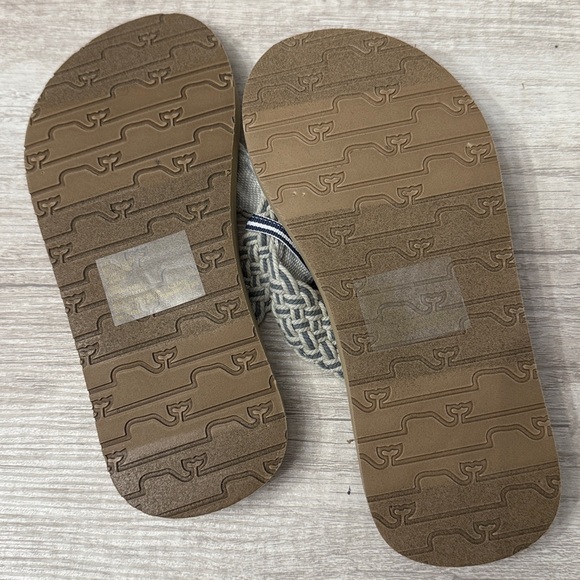 NWT Vineyard Vines Tan Blue Braided Strap Sandals Flip Flop 3 - Picture 4 of 4